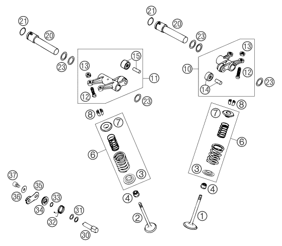Sprängskiss: Cylinder Head – KTM 660 SMS