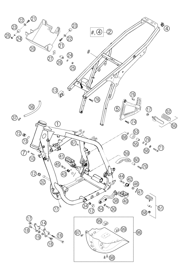 Sprängskiss: Frame – KTM 400 LS-E/ MIL 04