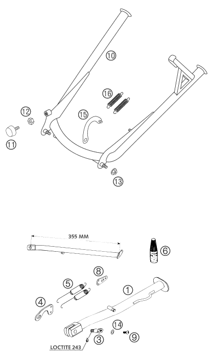 Sprängskiss: Side / Center Stand – KTM 400 LS-E/ MIL 04