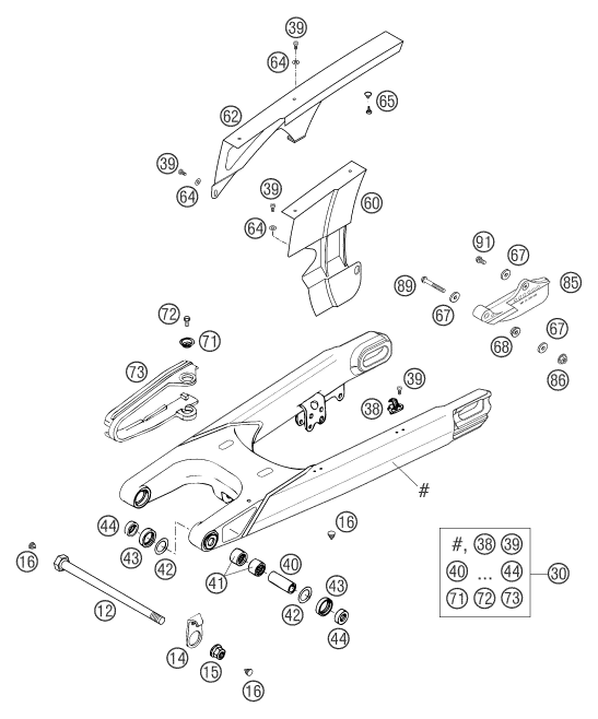 Sprängskiss: Swing Arm – KTM 400 LS-E/ MIL 04