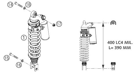 Sprängskiss: Shock Absorber – KTM 400 LS-E/ MIL 04
