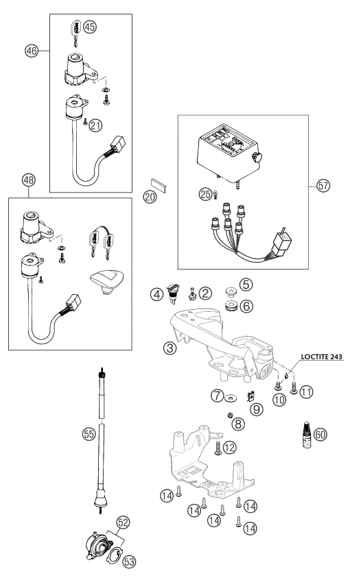 Sprängskiss: Instruments / Lock System – KTM 400 LS-E/ MIL 04
