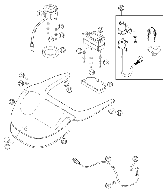 Sprängskiss: Instruments / Lock System – KTM 640 ADVENTURE-R 2004