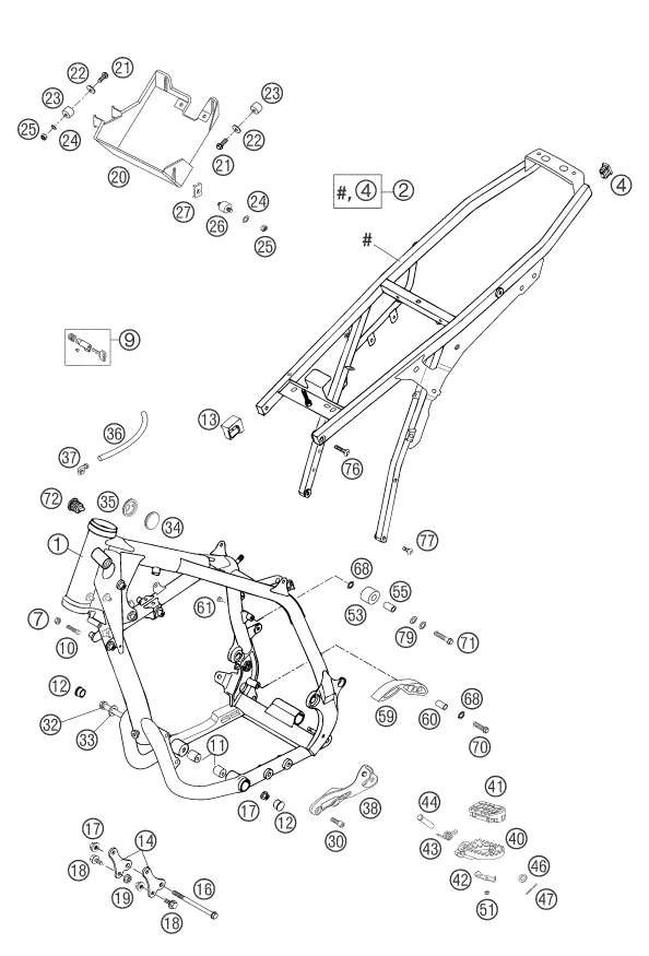 Sprängskiss: Frame – KTM 625 SMC 2004