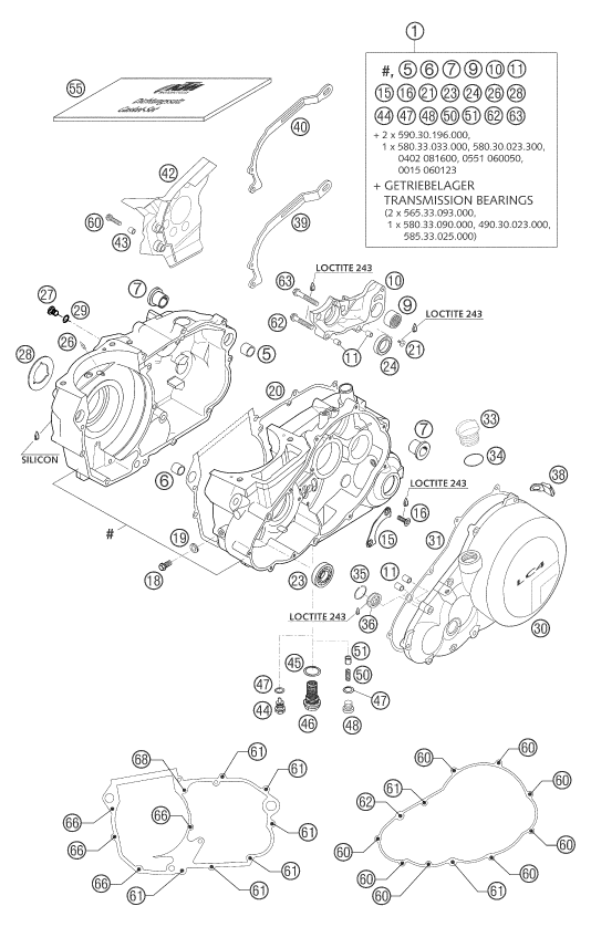 Sprängskiss: Engine Case – KTM 625 SXC 2004