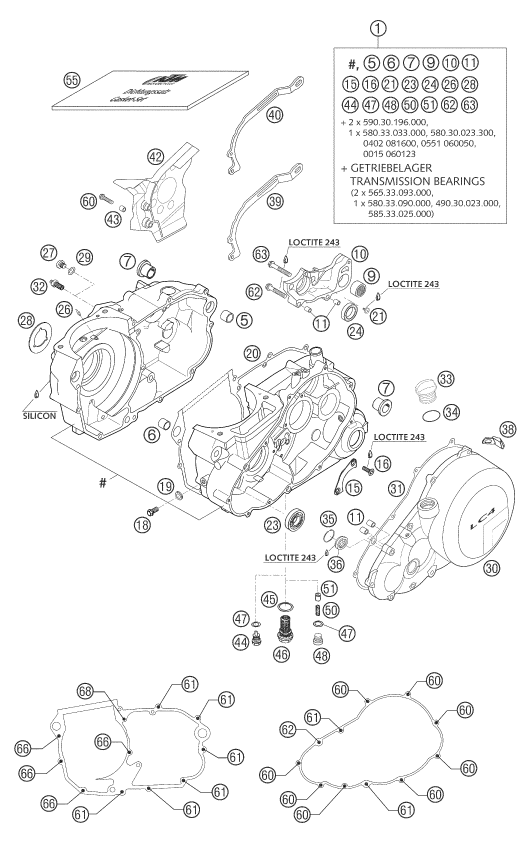 Sprängskiss: Engine Case – KTM 625 SMC 2004