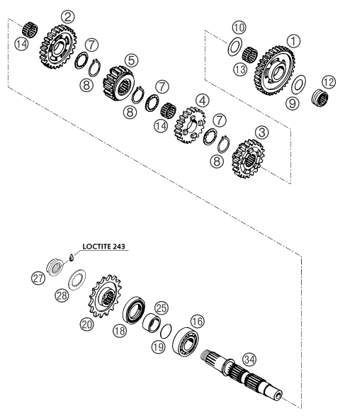 Sprängskiss: Transmission II - Countershaft – KTM 625 SMC 2004