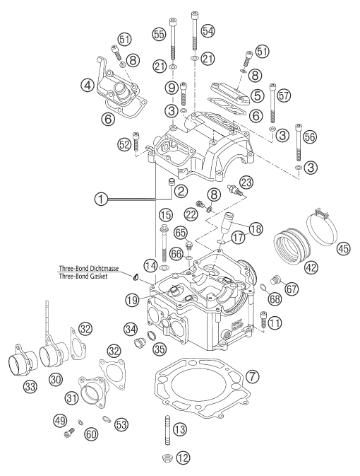 Sprängskiss: Cylinder Head – KTM 625 SMC 2004
