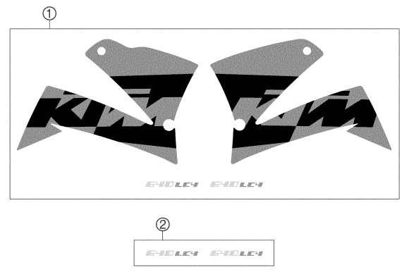 Sprängskiss: Decal – KTM 640 LC4 SUPERMOTO ORANGE 2004