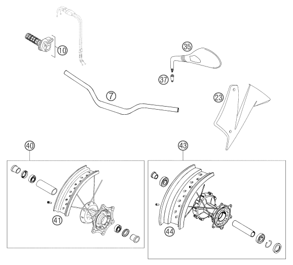 Sprängskiss: Handlebar, Controls – KTM 640 LC4 SUPERMOTO PRESTIGE 04