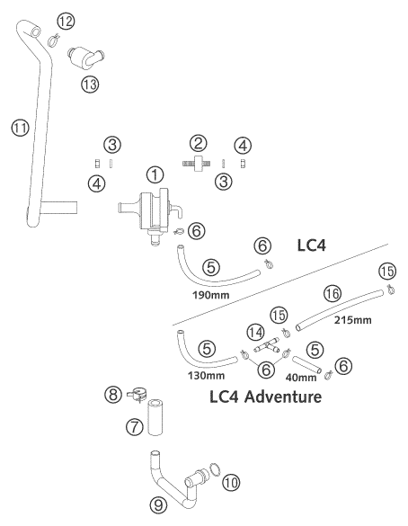Sprängskiss: Secondary Air System Sas – KTM 640 ADVENTURE-R 2004