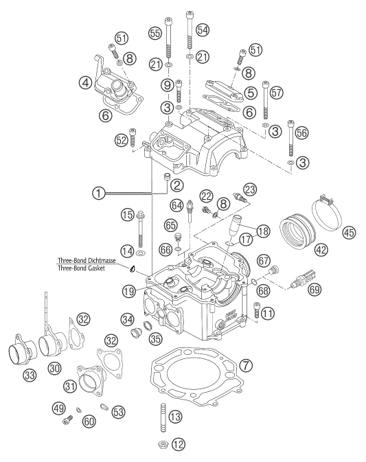 Sprängskiss: Cylinder Head – KTM 640 ADVENTURE-R 2004
