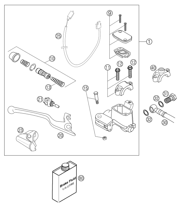 Sprängskiss: Front Brake Control – KTM 660 RALLYE FACTORY REPL. 2004
