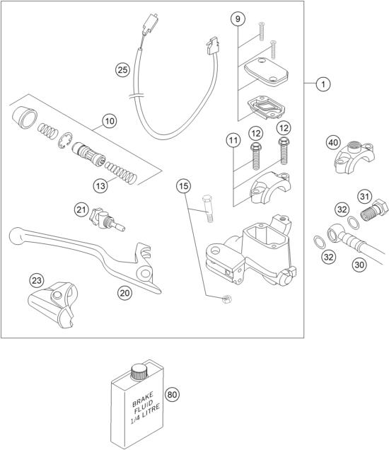 Sprängskiss: Front Brake Control – KTM 660 RALLYE FACTORY REPL. 2005