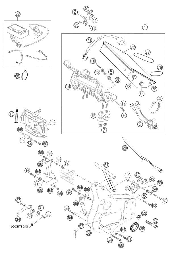 Sprängskiss: Instruments / Lock System – KTM 660 RALLYE FACTORY REPL. 2004