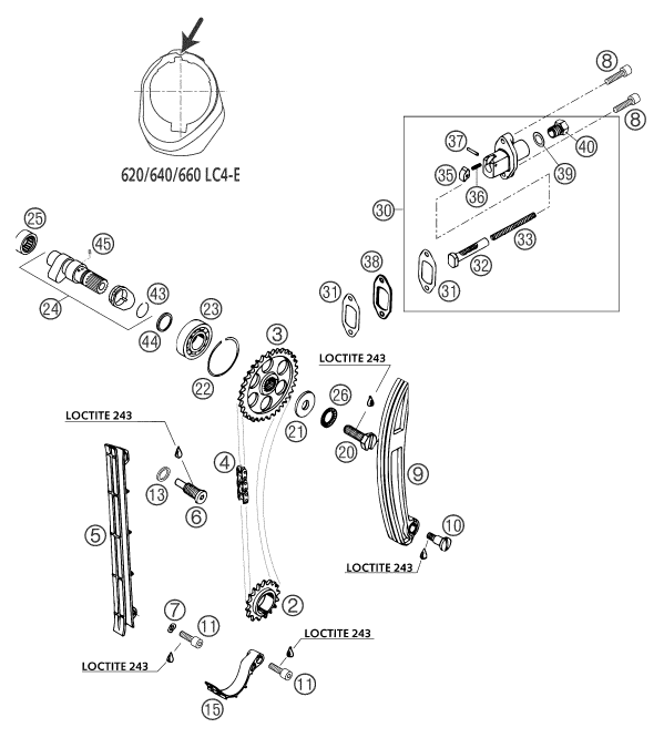 Sprängskiss: Timing Drive – KTM 660 RALLYE COSTUMER 2004