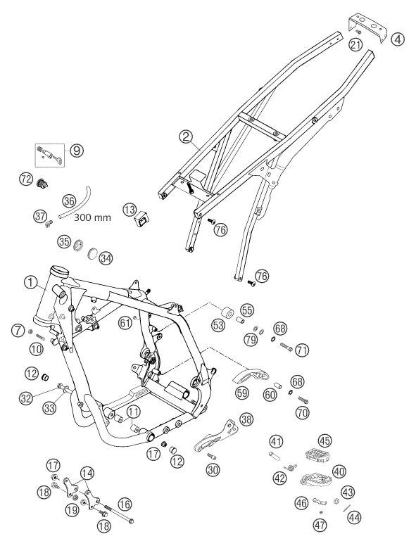 Sprängskiss: Frame – KTM 660 SMC 2004