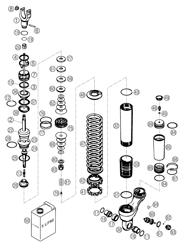 Sprängskiss: Shock Absorber Disassembled – KTM 660 SMC 2004