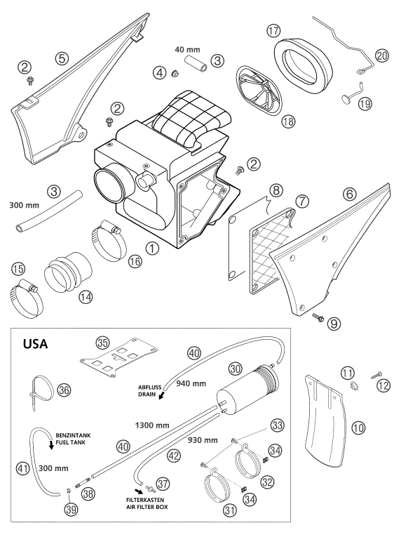 Sprängskiss: Air Filter – KTM 625 SMC 2004