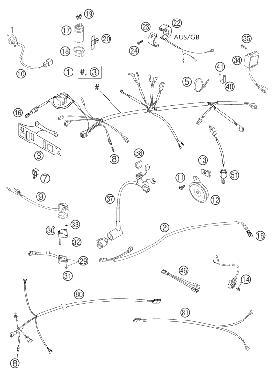 Sprängskiss: Wiring Harness – KTM 660 SMC 2004
