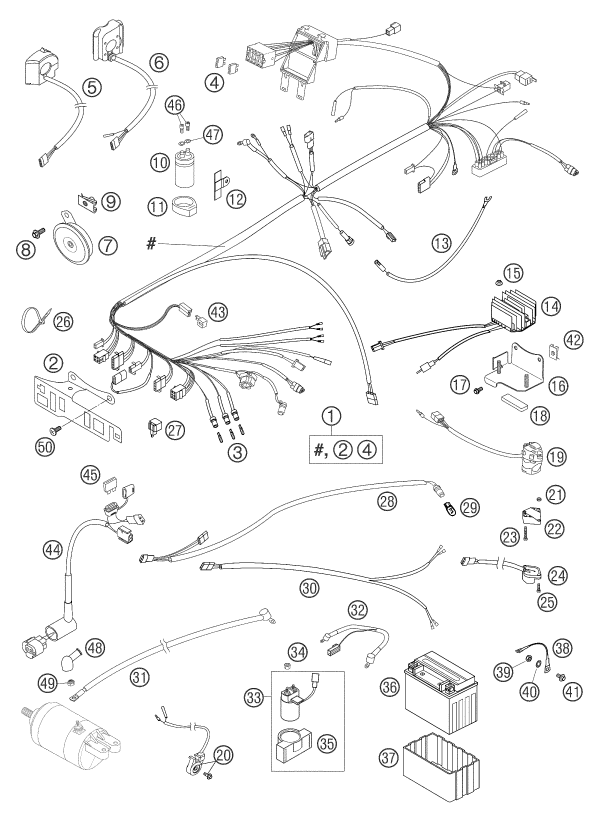Sprängskiss: Wiring Harness – KTM 625 SMC 2004