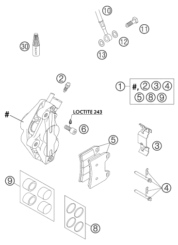 Sprängskiss: Front Brake Caliper – KTM 660 SMC 2004