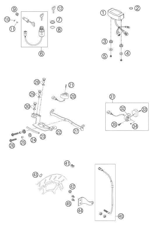 Sprängskiss: Instruments / Lock System – KTM 625 SMC 2004