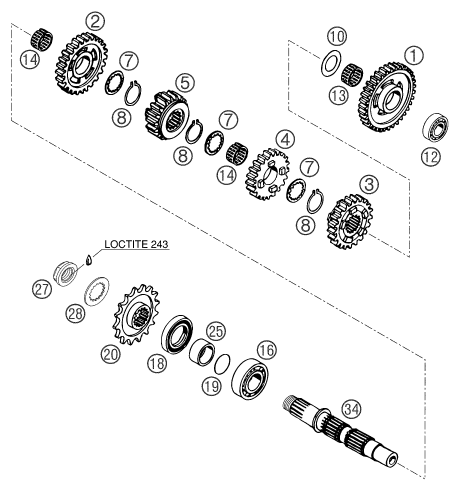 Sprängskiss: Transmission II - Countershaft – KTM 660 SMC 2004