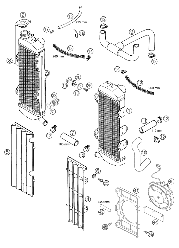 Sprängskiss: Cooling System – KTM 660 SMC 2004