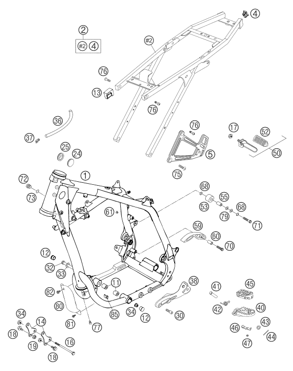 Sprängskiss: Frame – KTM 640 DUKE II RED 2005
