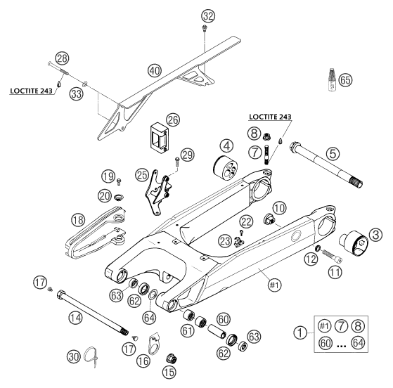 Sprängskiss: Swing Arm – KTM 640 DUKE II YELLOW 2004
