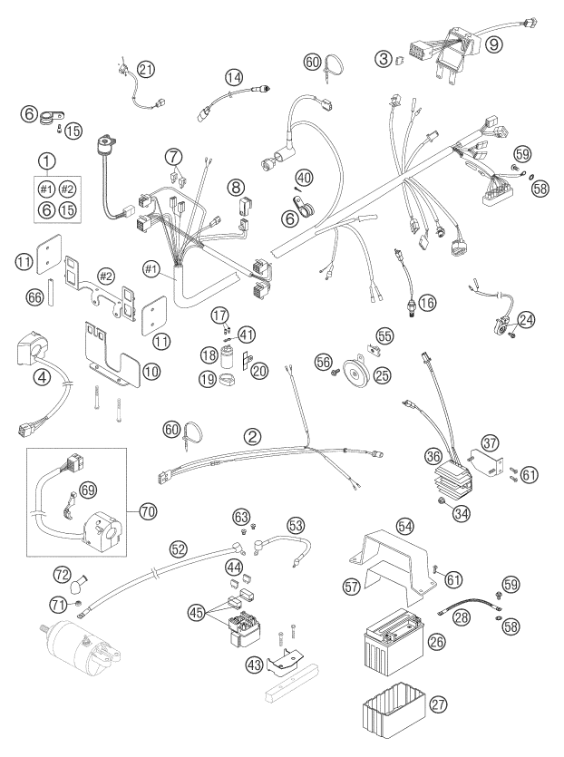 Sprängskiss: Wiring Harness – KTM 640 DUKE II YELLOW 2004