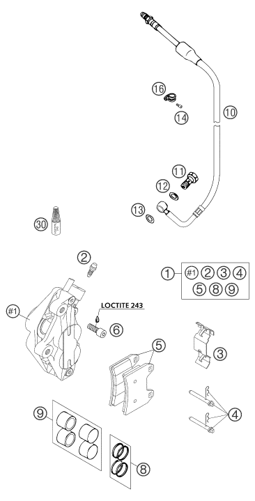 Sprängskiss: Front Brake Caliper – KTM 640 DUKE II YELLOW 2004