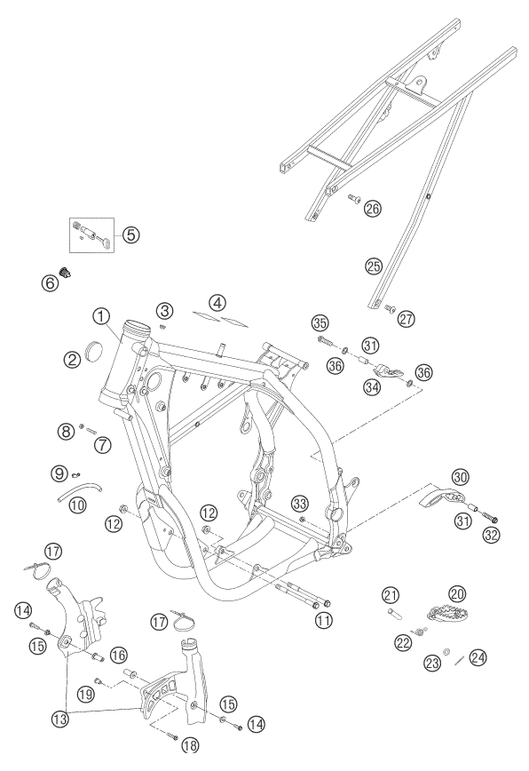 Sprängskiss: Frame – KTM 250 EXC RACING 2004