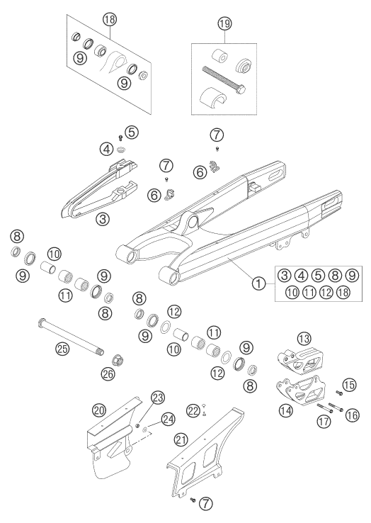 Sprängskiss: Swing Arm – KTM 250 EXC RACING 2004