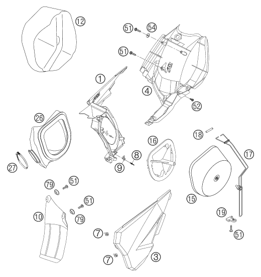 Sprängskiss: Air Filter – KTM 250 EXC RACING 2004