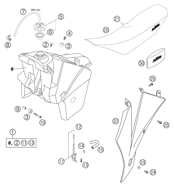 Sprängskiss: Tank, Seat – KTM 250 EXC RACING 2004