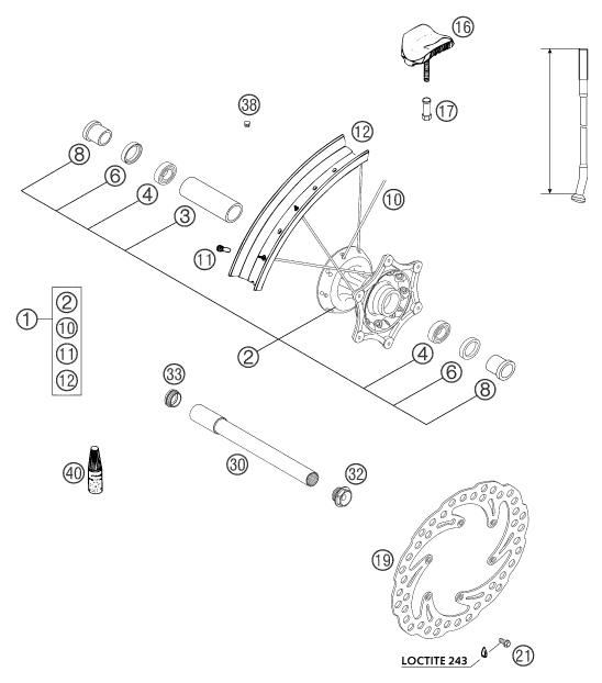 Sprängskiss: Front Wheel – KTM 250 EXC RACING 2004