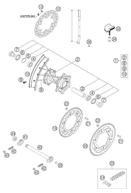 Sprängskiss: Rear Wheel – KTM 250 EXC RACING 2004