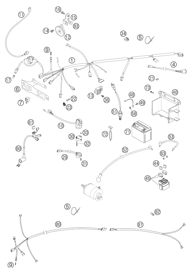 Sprängskiss: Wiring Harness – KTM 250 EXC RACING 2004