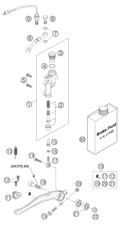 Sprängskiss: Rear Brake Control – KTM 250 EXC RACING 2004