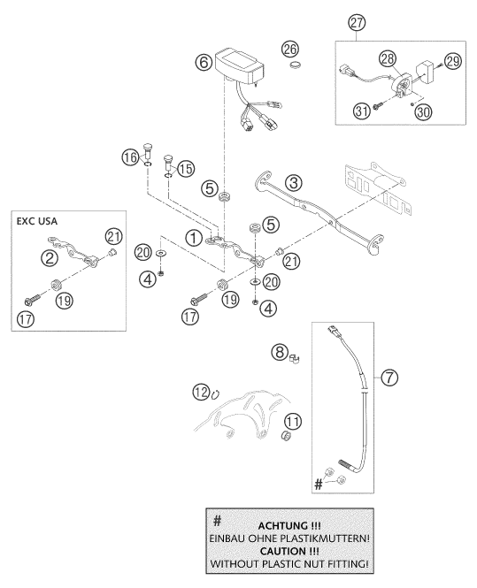 Sprängskiss: Instruments / Lock System – KTM 250 EXC RACING 2004