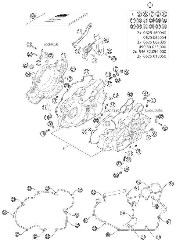 Sprängskiss: Engine Case – KTM 250 EXC RACING 2004