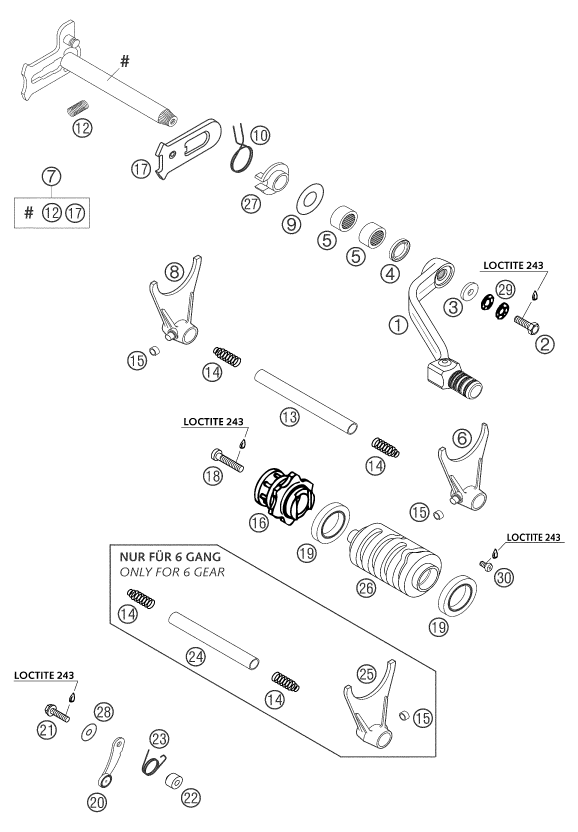 Sprängskiss: Shifting Mechanism – KTM 250 EXC RACING 2004