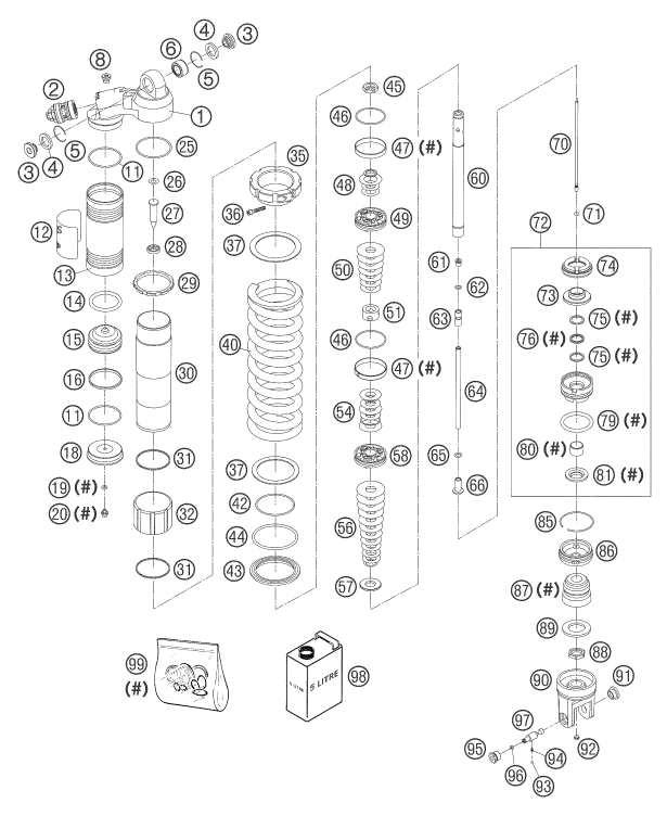 Sprängskiss: Shock Absorber Disassembled – KTM 450 SMS