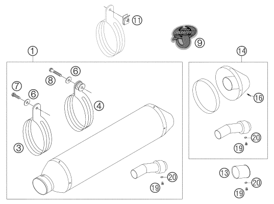 Sprängskiss: Exhaust System – KTM 450 SMS