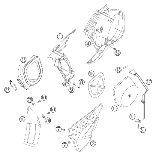 Sprängskiss: Air Filter – KTM 450 SMS
