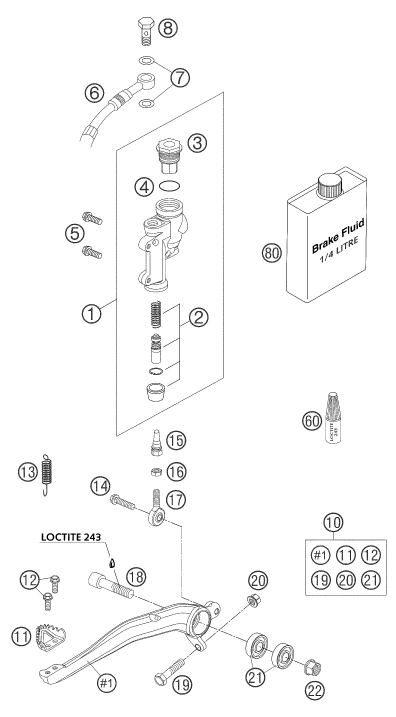 Sprängskiss: Rear Brake Control – KTM 450 SMS