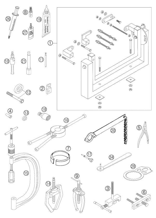 Sprängskiss: Special Tools (Engine) – KTM 450 SMS