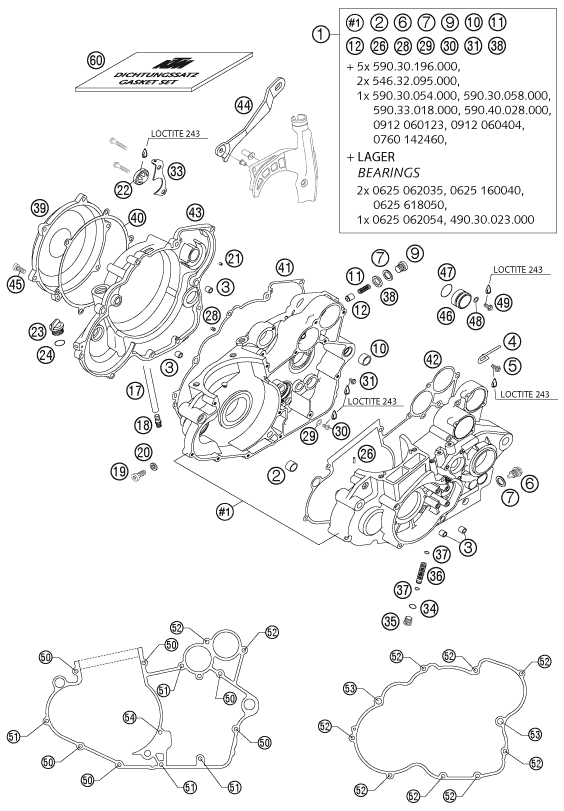 Sprängskiss: Engine Case – KTM 450 SMS